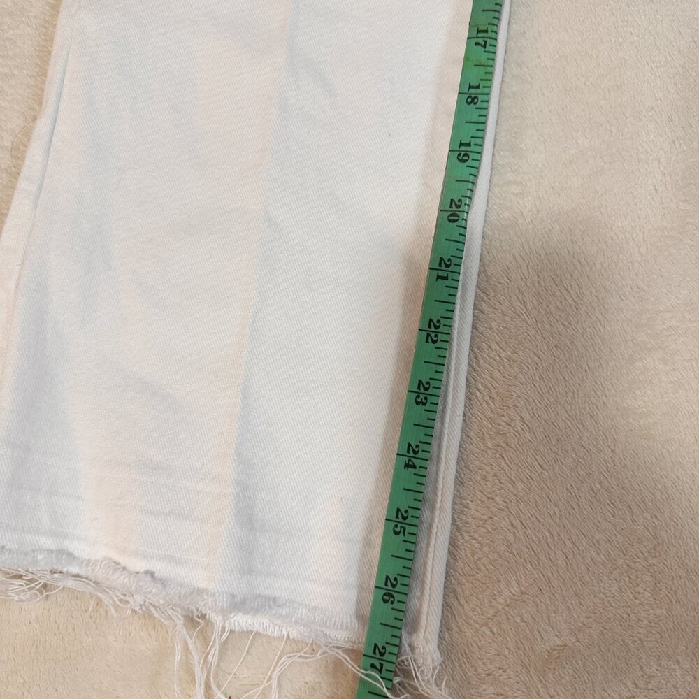 Risen Flare Leg Stretch Jeans Womens Size 9/29 Mid Rise White Denim Raw Hem - Picture 10 of 12